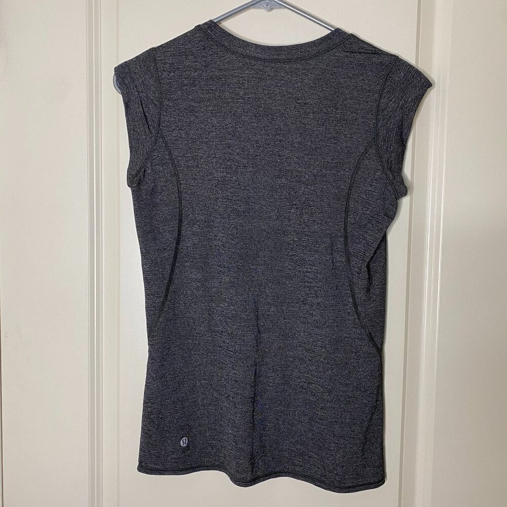 LULULEMON Pedal To The Medal Cap Sleeve Tee Heathered Black Gray Women’s 6 - Picture 5 of 10